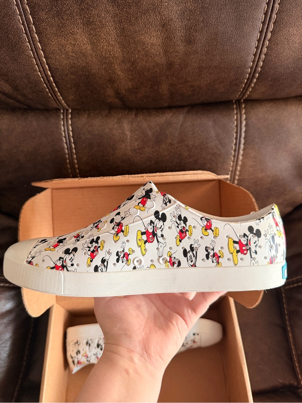 •DISNEY• x Native White Mickey Print Slip-On Odor-Resistant Shoes >> sz 12